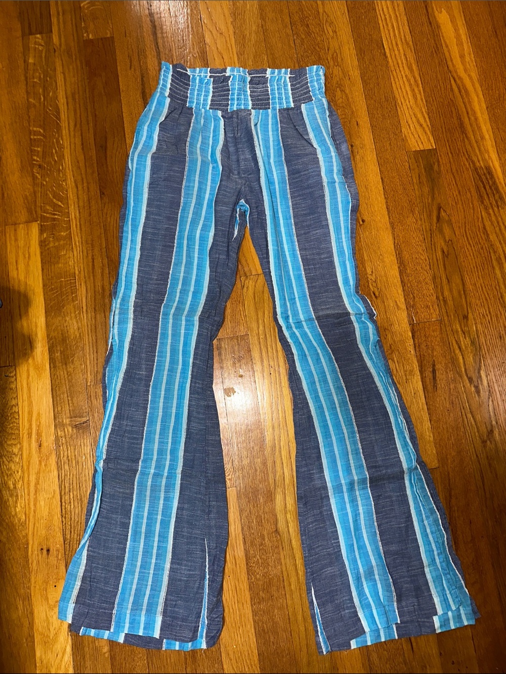 Elan Blue and Aqua Vertical Stripe Lounge Pants